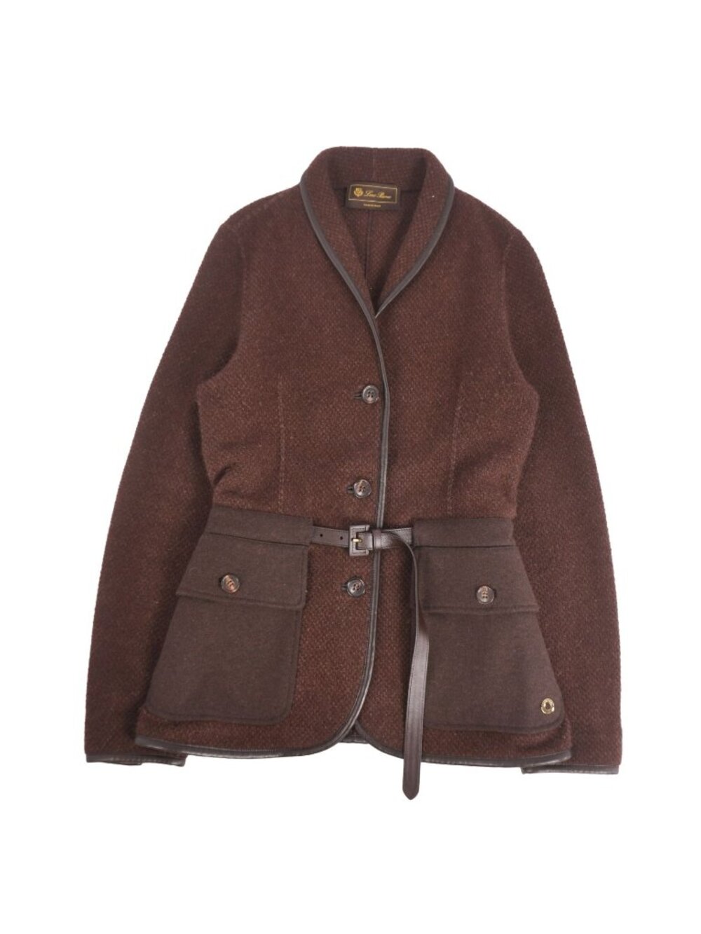Loro Piana Jacket Leather Piping Cashmere Brown 40
